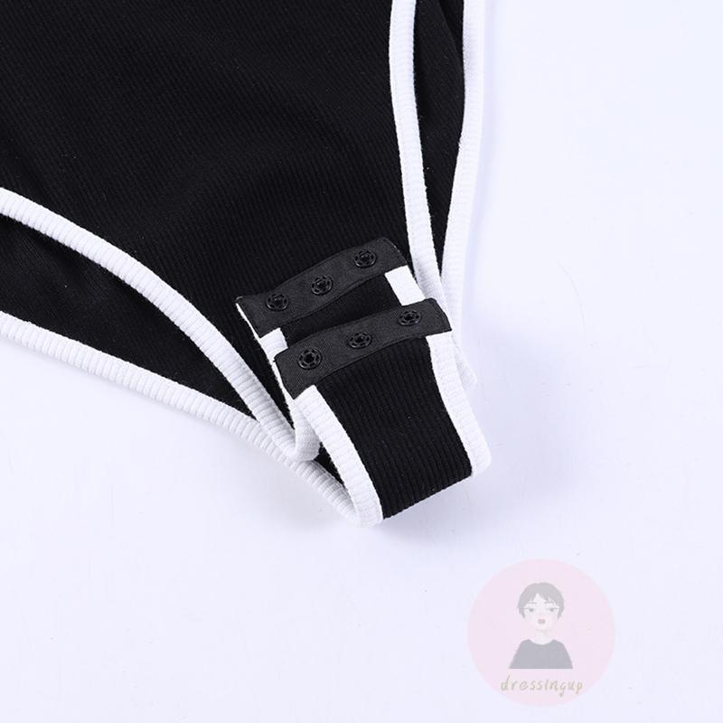 Bộ Áo Liền Quần Hai Dây Màu Sắc Tương Phản Dành Cho Nữ