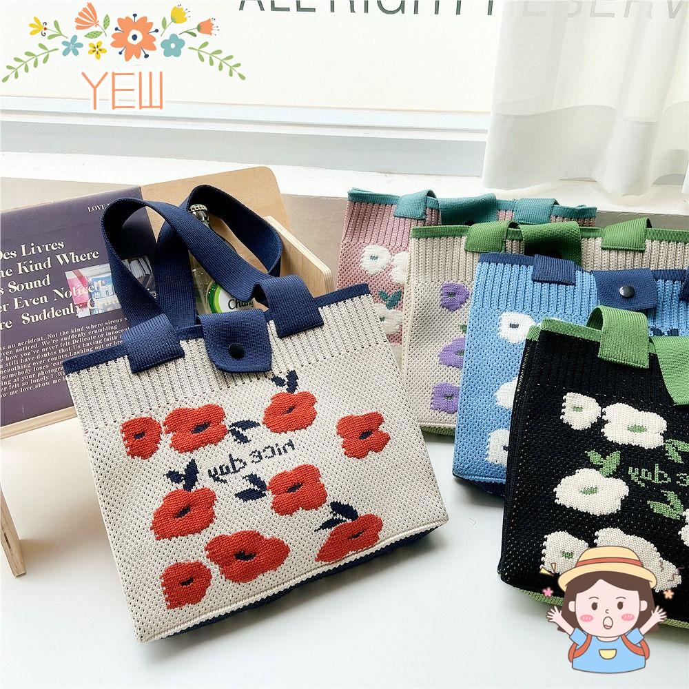 Túi Đeo Vai Đan Len Họa Tiết Hoa Xinh Xắn Thời Trang Cho Nữ