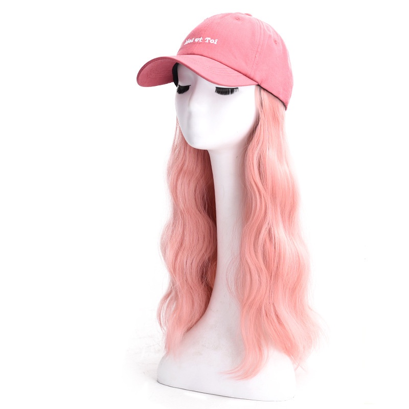 Mũ Bóng Chày Kèm Tóc Giả Dài Xoăn Tự Nhiên Mỏng Nhẹ Phong Cách Hàn Quốc Thời Trang Cho Nữ