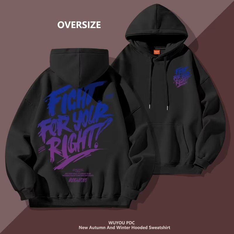 Áo hoodie Tay Dài Dáng Rộng In Chữ Tiếng Anh Đơn Giản Thời Trang Đường Phố Mỹ 2023 Cho Nam