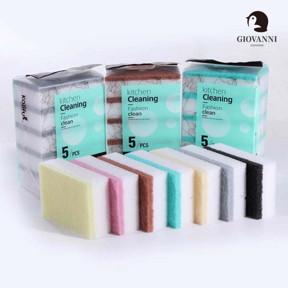 Set 5 Miếng Bọt Biển Rửa Chén Hai Mặt Chống Trầy Tiện Dụng