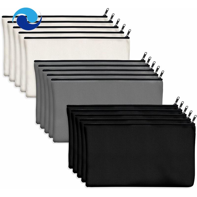 Túi Đựng Bút Bằng Vải Canvas Cotton Trơn Có Khóa Kéo DIY