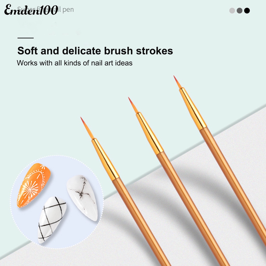 Set 3 Cọ Vẽ Trang Trí Móng Tay Nghệ Thuật Siêu Mịn Đa Năng