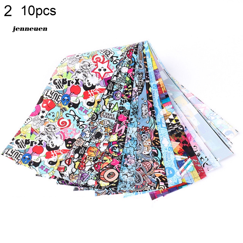 Set 10 Miếng Dán Trang Trí Móng Tay Nghệ Thuật Họa Tiết Động Vật Graffiti