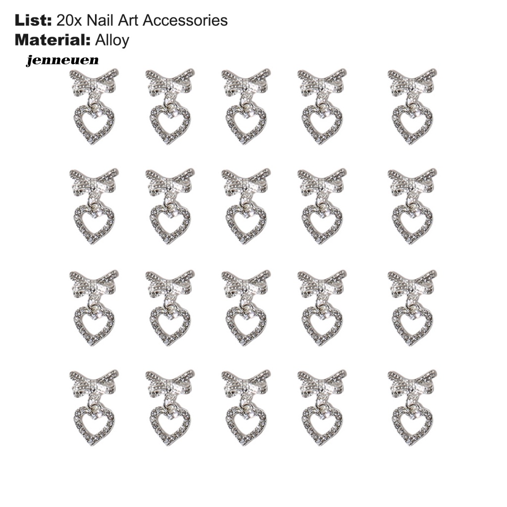 Bộ 20 Phụ Kiện Trang Trí Móng Tay Hình Nơ 3D Bằng Hợp Kim Lấp Lánh