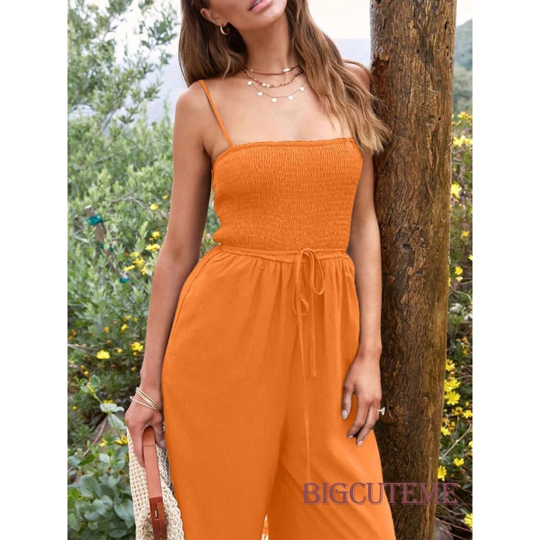 Bộ Áo Liền Quần Hai Dây Màu Sắc Thời Trang Mùa Hè Cho Nữ