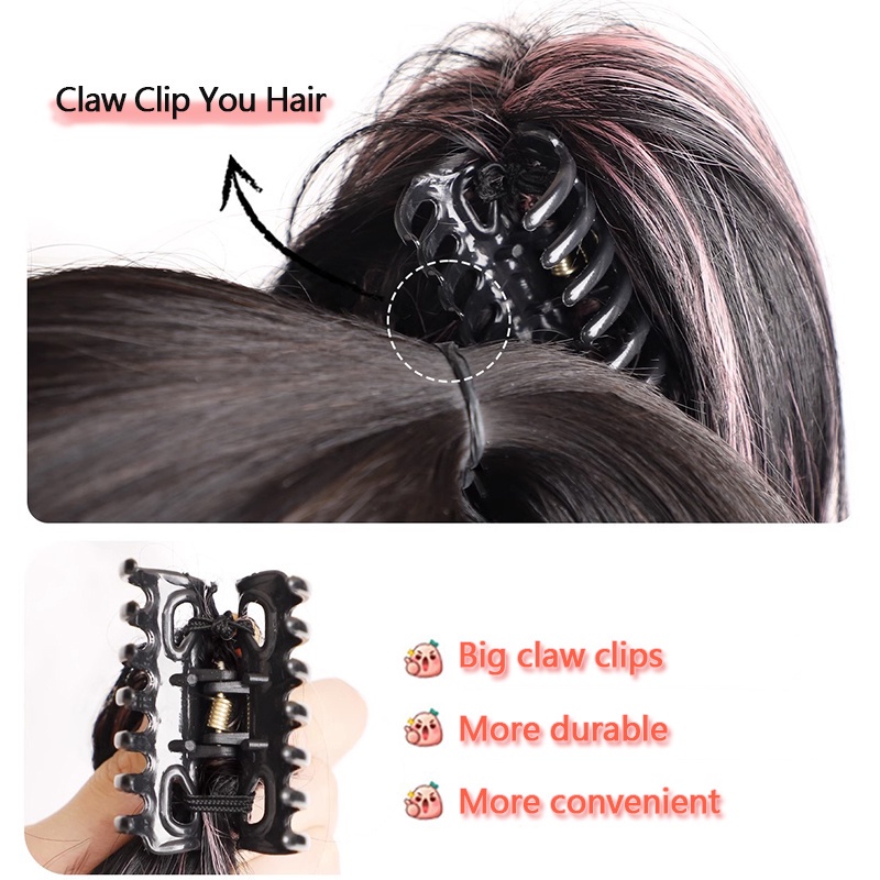 Tóc Đuôi Ngựa Giả Xoăn Nhuộm Màu Đen / Hồng / Xám Dành Cho Nữ