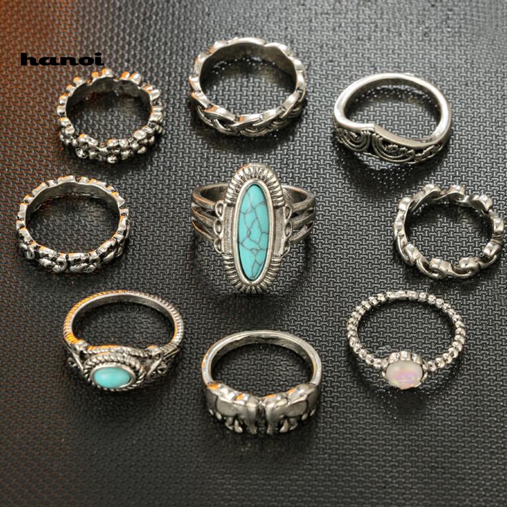 Set 9 Nhẫn Thời Trang Phong Cách Boho Cho Nữ