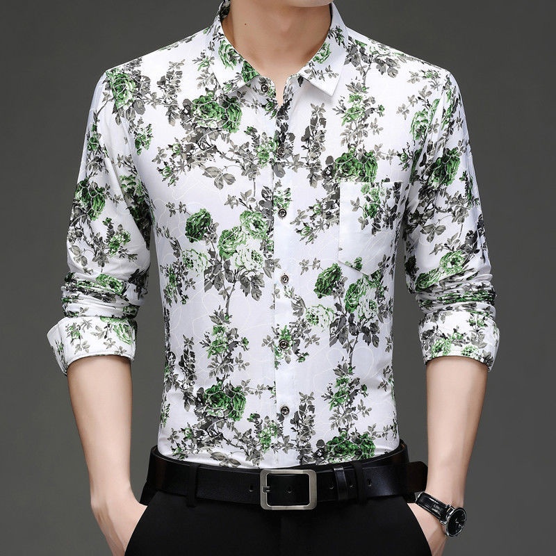 Áo Sơ Mi Nam Dài Tay In Họa Tiết Thời Trang
