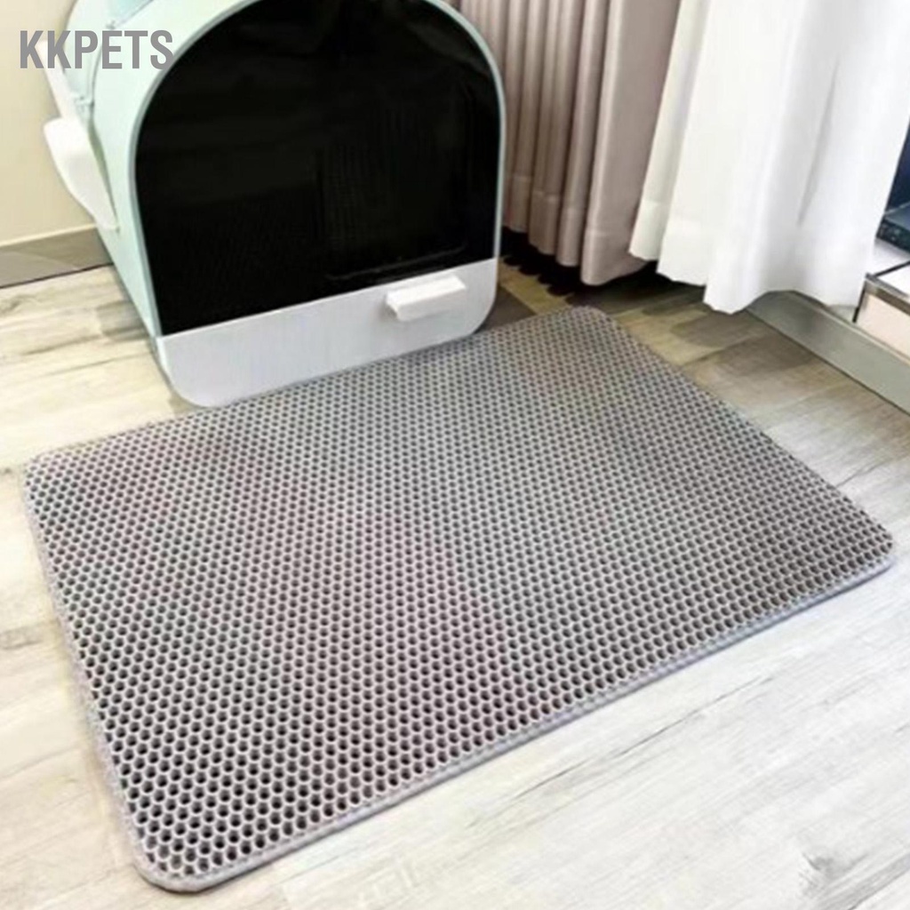 KKPETS Cat Litter Mat Chống nước hai lớp Có thể gập lại chống tràn Kitten Trapping cho màu xám trong nhà