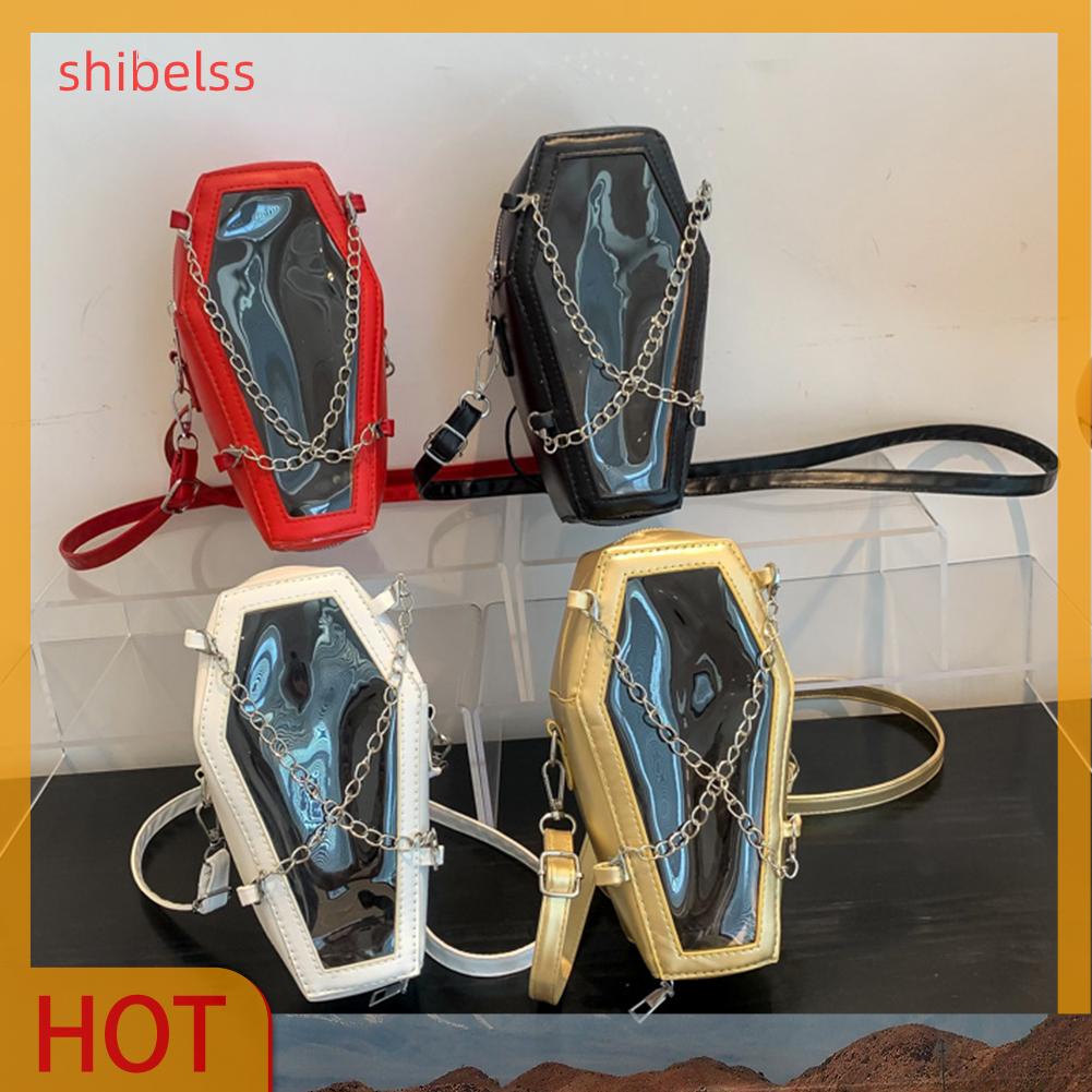 Túi Đeo Chéo Da PU PVC Hình Quan Tài Đựng Mỹ Phẩm / Đồ Trang Điểm Cho Nữ