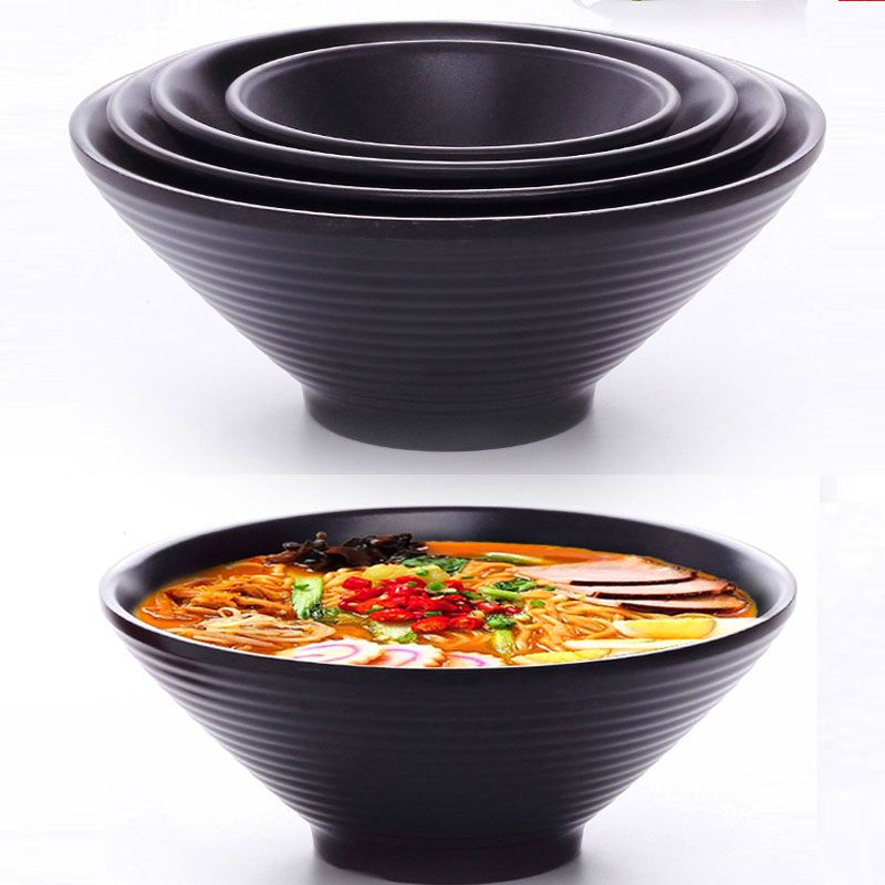 Bát Ramen Melamine Màu Đen bát có Ren Mờ bát lớn cay nóng Bát đựng bột súp cửa hàng mì thương mại/bá