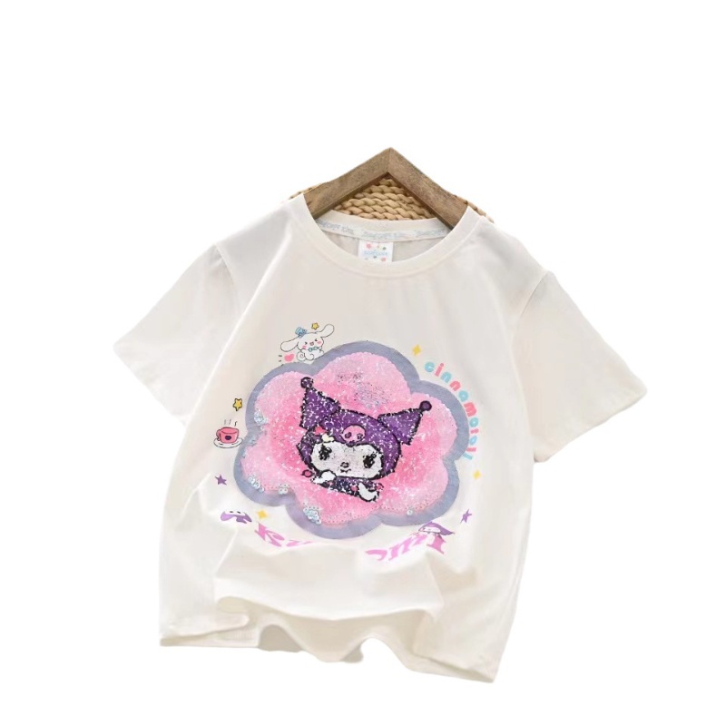 Áo Thun Cotton In Hoạt Hình Kuromi Thời Trang Hè Đáng Yêu Dành Cho Bé Gái 2023