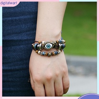 Vòng Tay Da Mặt Hình Mắt Thổ Nhĩ Kỳ Handmade Có Thể Điều Chỉnh Dành Cho Nam Nữ
