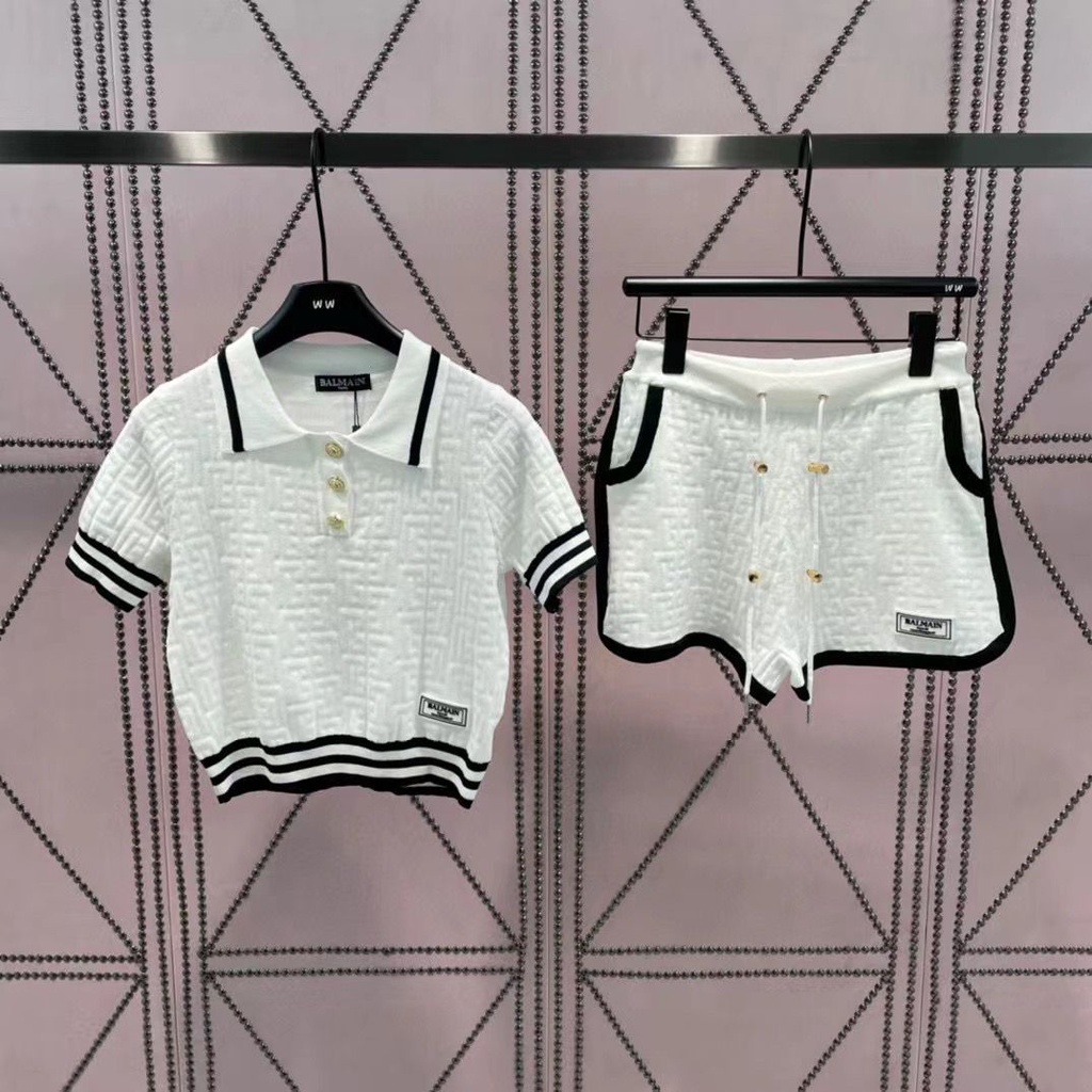 BALMAIN spring and summer girls must be younger temperament lazy contrast color knitted suit young temperament