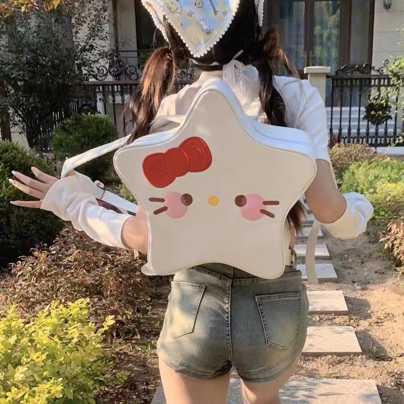 Ba Lô Da pu Hình hello kitty / Cầu Vồng / Ngôi Sao Dễ Thương Kiểu Nhật Bản