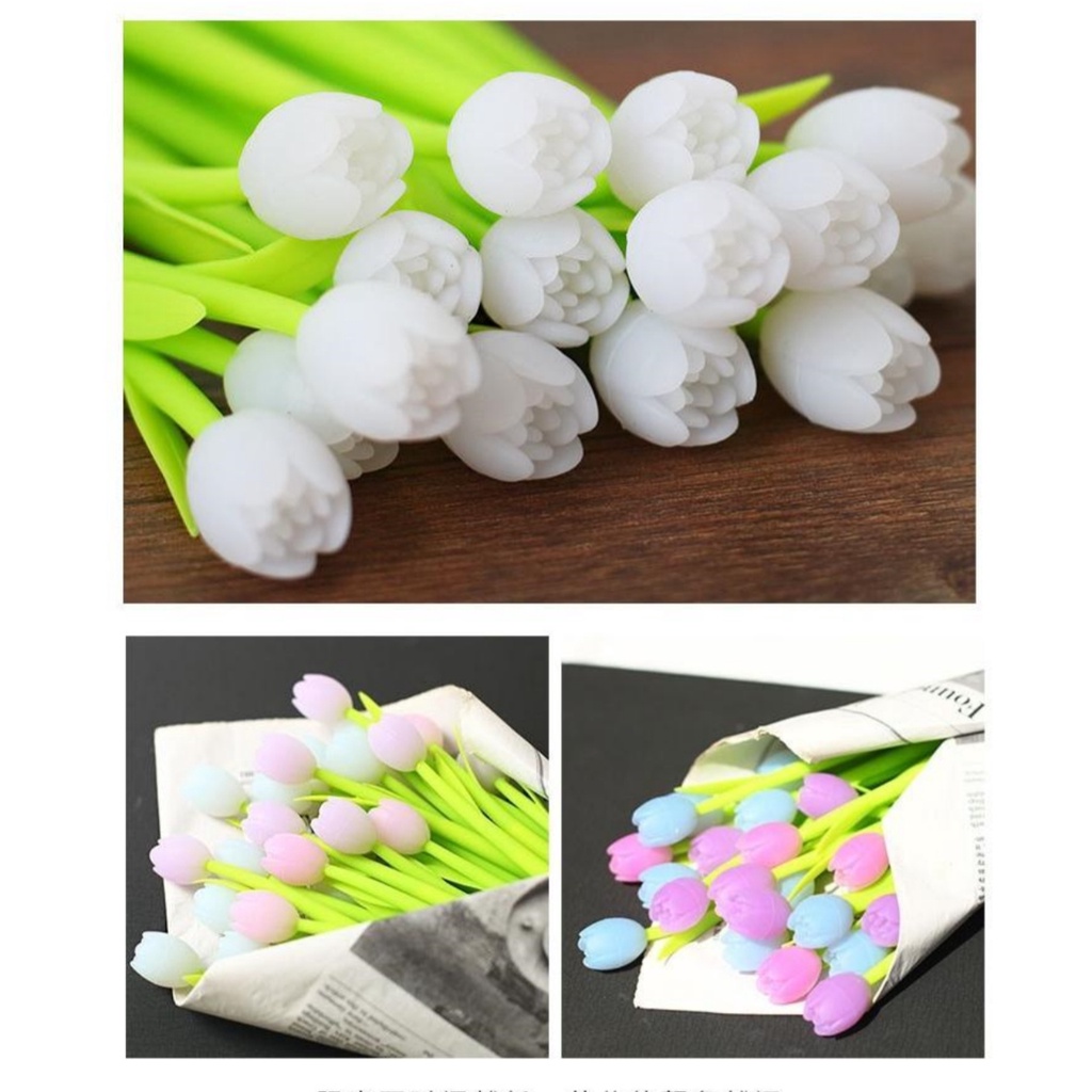 Bút Mực Đen Hình Hoa Tulip Thay Đổi Màu Sắc Dễ Thương Cho Học Sinh