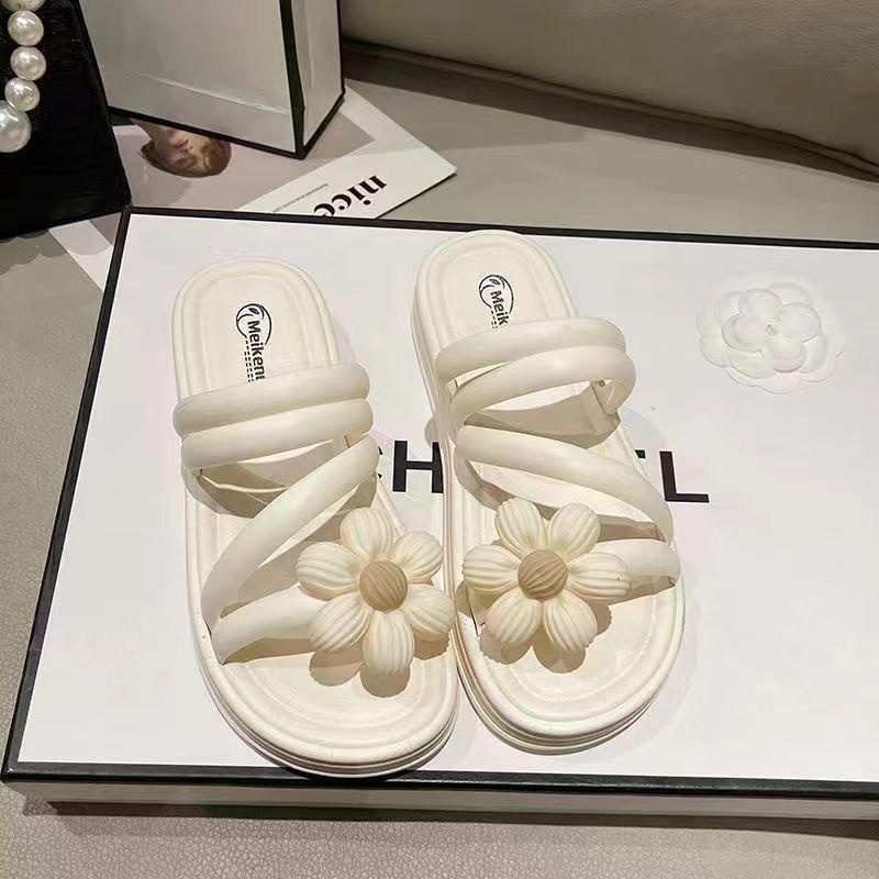 Giày Sandal Đế Dày Quai Hoa Phong Cách La Mã Thời Trang Mới Cho Nữ