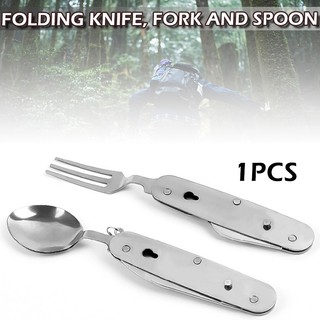 New 4 in 1 Stainless Steel Cutlery Folding Spoon Fork Cutter Bottle Opener