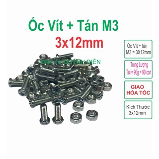 Ốc vít tán m3 3ly dài 1.2cm
