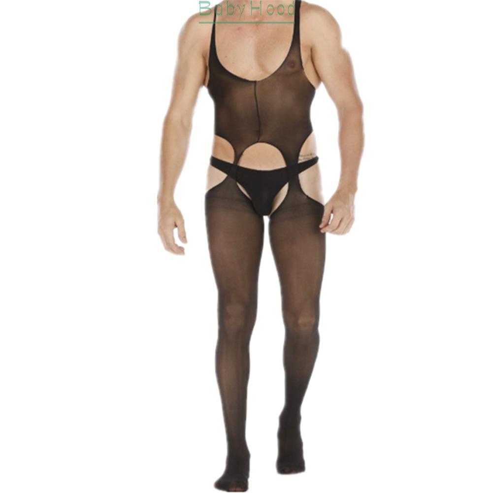 Men Sissy Body Stockings Pantyhose Sheer Mesh Hollow Out Fishnet Tights Pants#BBHOOD