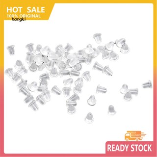 Set 100 nút chặn bông tai bằng nhựa mềm trong suốt an toàn