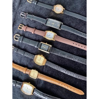 Đồng hồ nữ dây da mặt vuông, chữ nhật, tonneau, ovan hàng vintage 2hand bãi Nhật