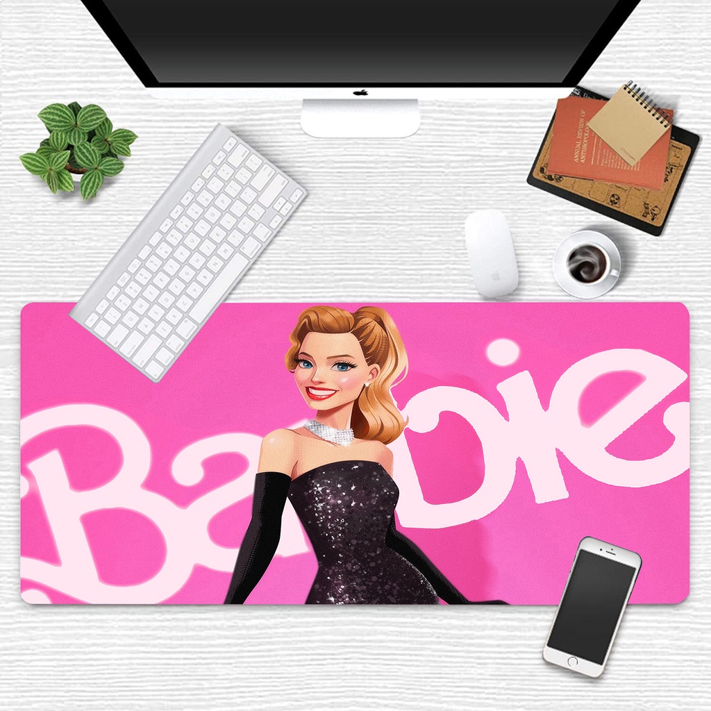 DISNEY Tấm Lót Chuột Và Bàn Phím Chống Trượt Hình Búp Bê Barbie Màu Hồng Dễ Thương