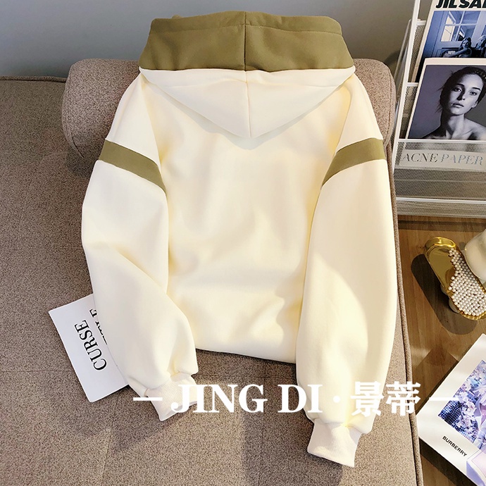 Love pink trùm đầu lông cừu lót dày áo len nữ nhỏ 2023 phong cách mới phong cách preppy lỏng lẻo 100kg hàng đầu