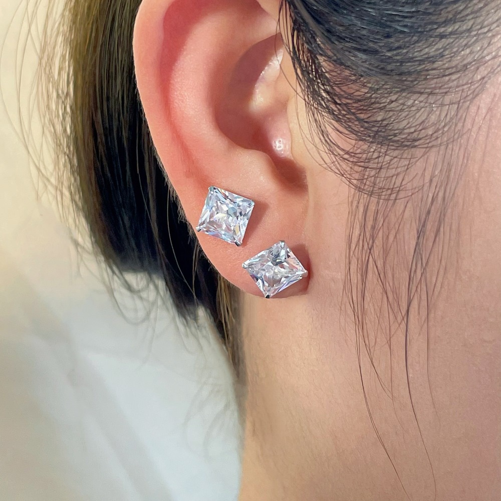 Bông Tai S925Bạc 925 Đính Đá Zircon 6-10mm Thời Trang Cao Cấp Cho Nữ