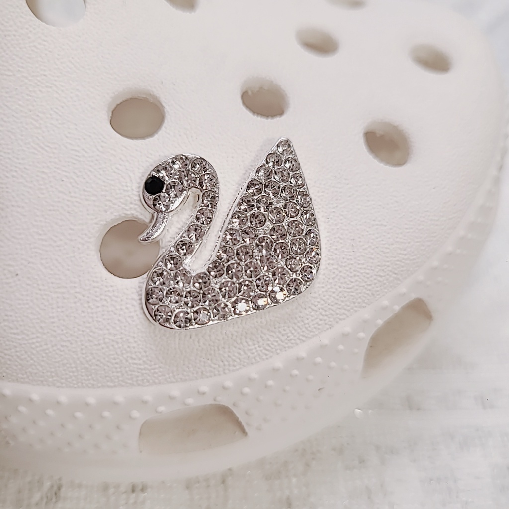 CROCS 1 Cái] Hạt Ngọc Trai Kim Loại Hình Hoa / Kim Cương / Ruy Băng / Ruy Băng Tự Làm Trang Sức