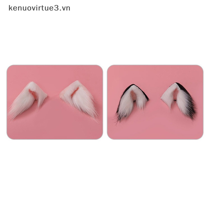 Kẹp Tóc Hình Tai Mèo Phối Lông Hóa Trang Lolita