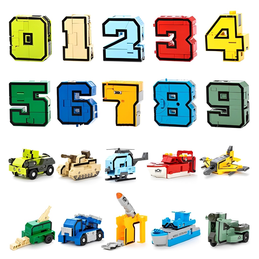 10PCS TRANSFORMATION NUMBER ROBOT TOY BUILDING BLOCKS DEFORMATION POCKET MORPHERS EDUCATIONAL ACTION FIGURE TOY FOR CHILDREN