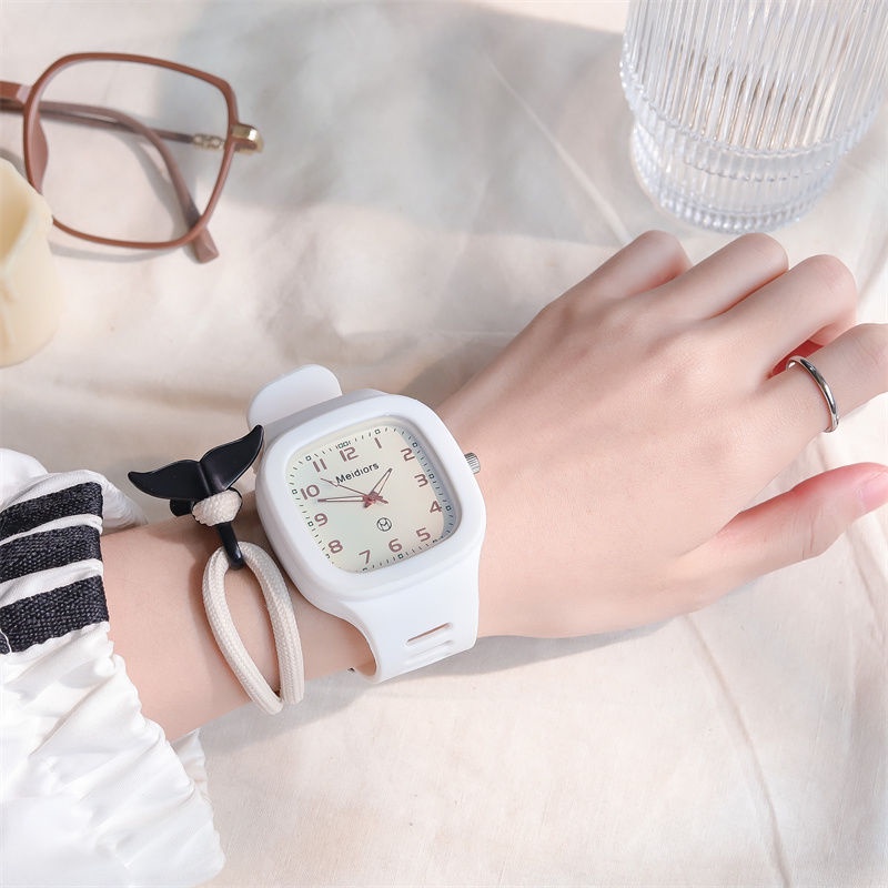 Đồng Hồ Mặt Vuông Thiết Kế Đơn Giản Sang Trọng Cho Nam Nữ