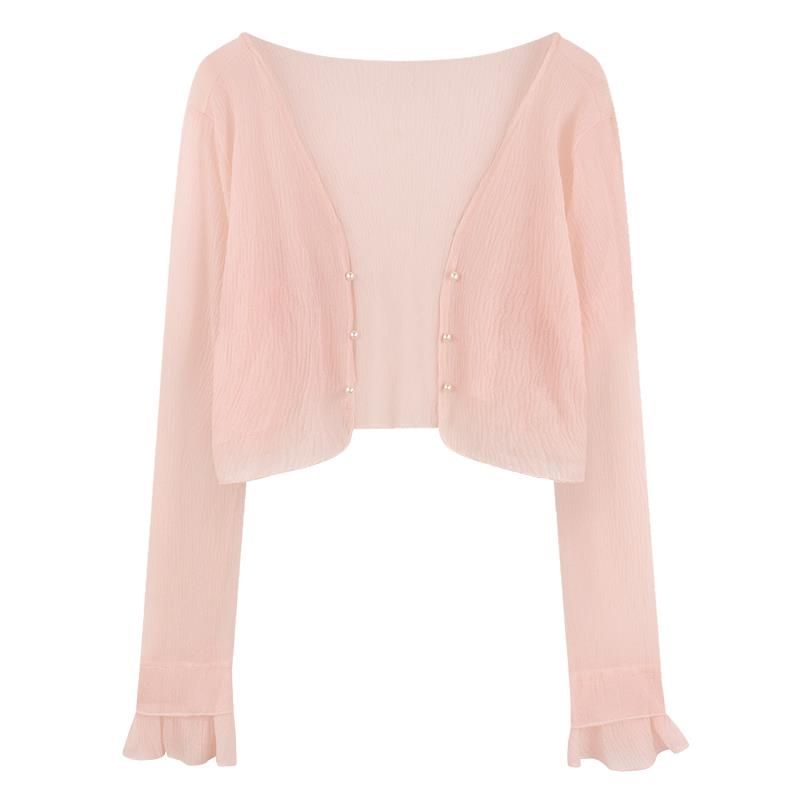 Áo Khoác Cardigan Chiffon Dài Tay Chống Nắng Thời Trang Mùa Hè Cho Nữ Thẻ