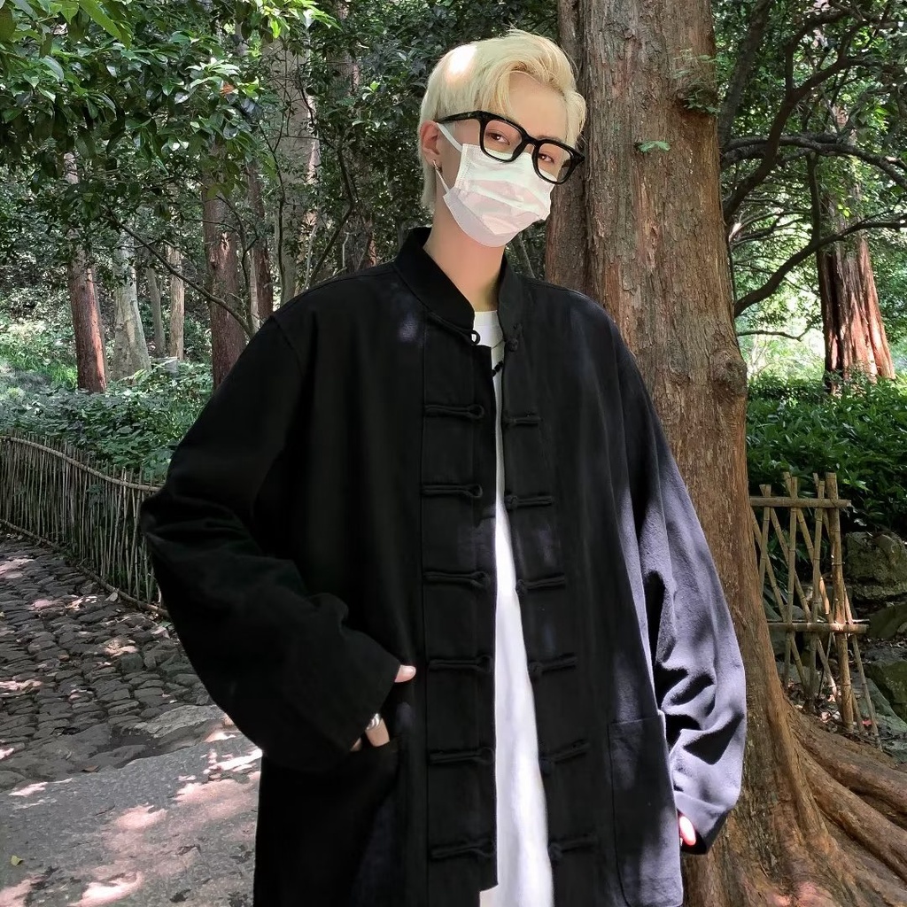 Áo Sơ Mi Cách Tân Hán Phục Trung Hoa Cài Nút Đĩa Hoa Phong Cách Cộng Hòa Mùa Hè Mới Cho Nam Zhongshan Tang