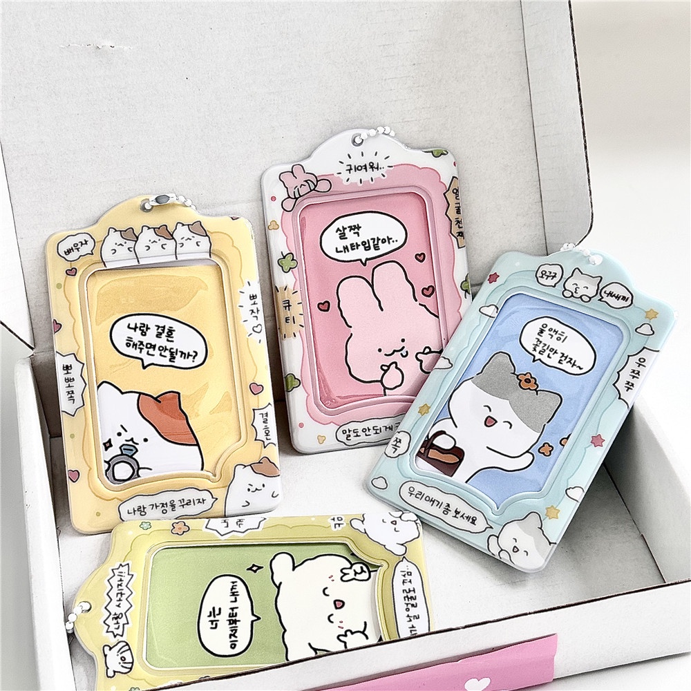Ins wind cat dễ thương chủ thẻ han ảnh 3 inch thần tượng thẻ nhỏ thẻ sinh viên người tổ chức thẻ chủ mặt dây chuyền