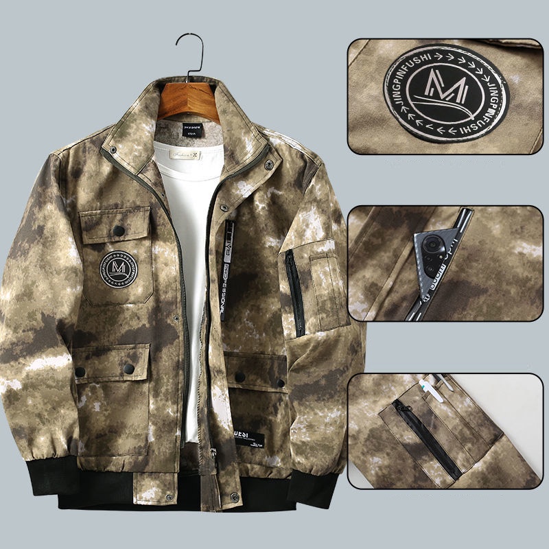 Bộ đồ TIDE BEAR họa tiết rằn ri chống bẩn thời trang xuân thu dành cho nam