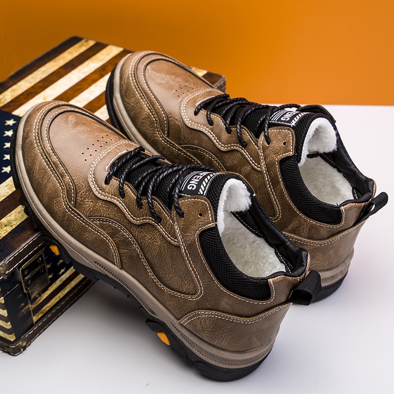 Giày Thể Thao Da Đế Dày Giữ Ấm Thời Trang Thu Đông Cho Nam