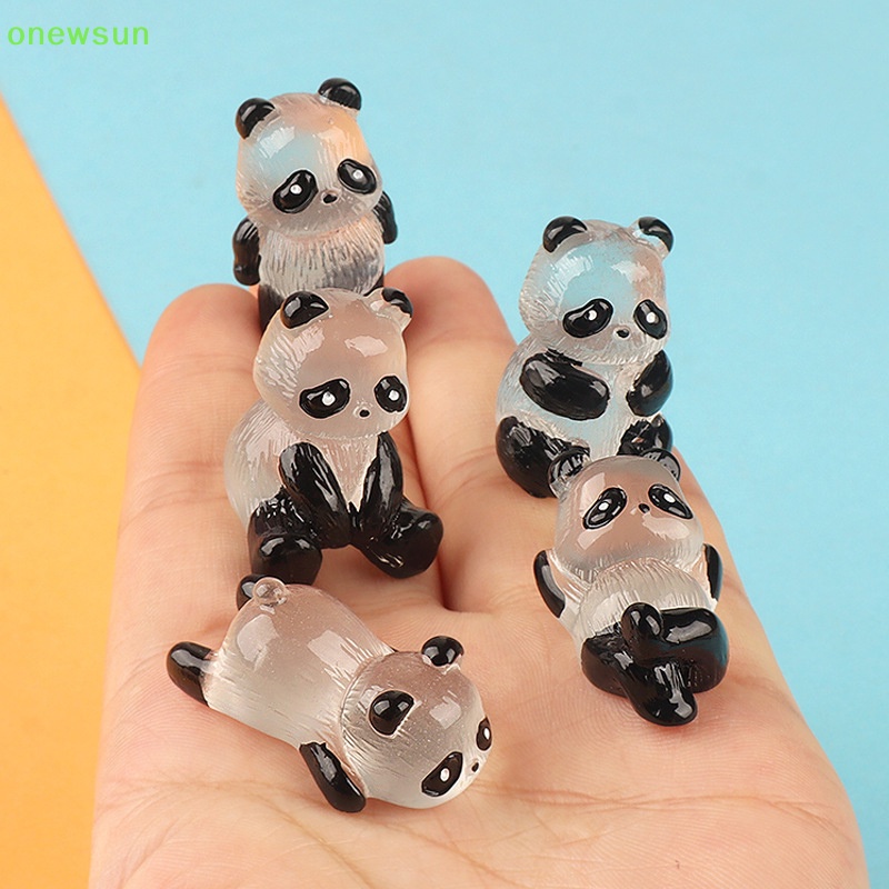Onewsun diy creative keychain phụ kiện trang sức 1pc phát sáng phim hoạt hình dễ thương thu nhỏ 3d panda mặt dây chuyền vi cảnh trang trí mới