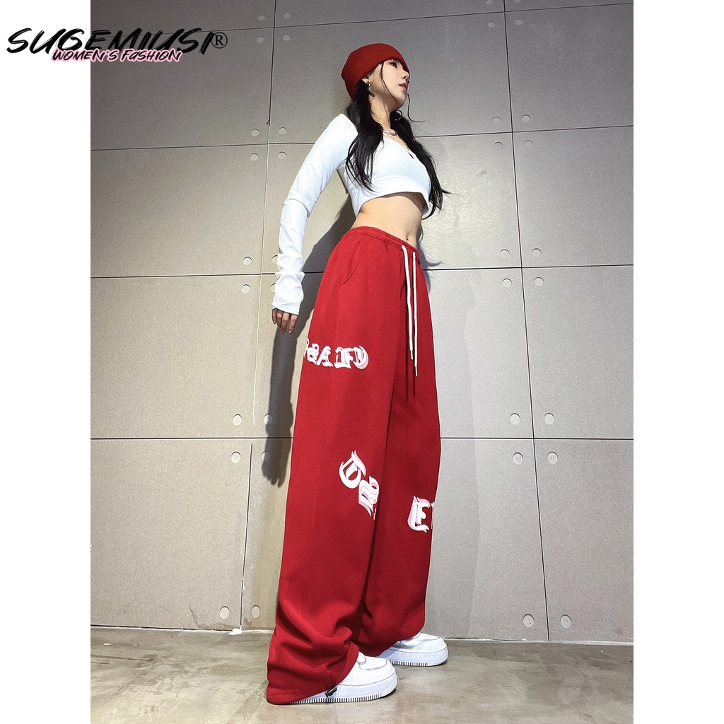 Quần Thể Thao Rút Dây In Họa Tiết Phong Cách Hip Hop Mới Hợp Thời Trang Cho Nữ