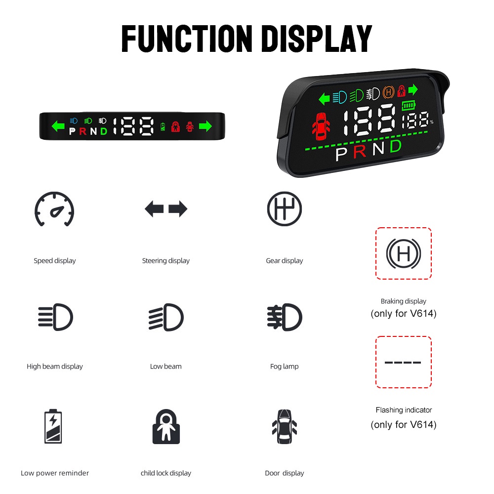HUD Cho Mẫu Tesla Model 3 Y 2016-2023 Đầu Xe Ô Tô Hiển Thị Kỹ Thuật Số Đồng Hồ Tốc Độ Báo Biến Tín Hiệu Phanh Đèn báo Pin Bánh Răng