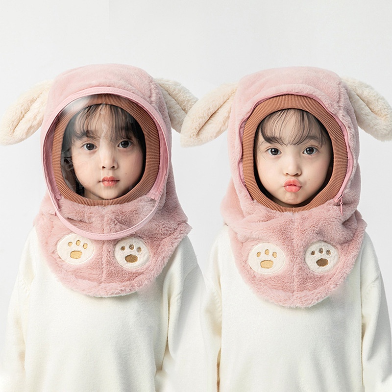Bbyter trẻ em thời trang mùa đông ấm áp earflap earmuff beanies mũ phụ nữ chống gió dễ thương sang trọng gấu tai mặt nạ mũ