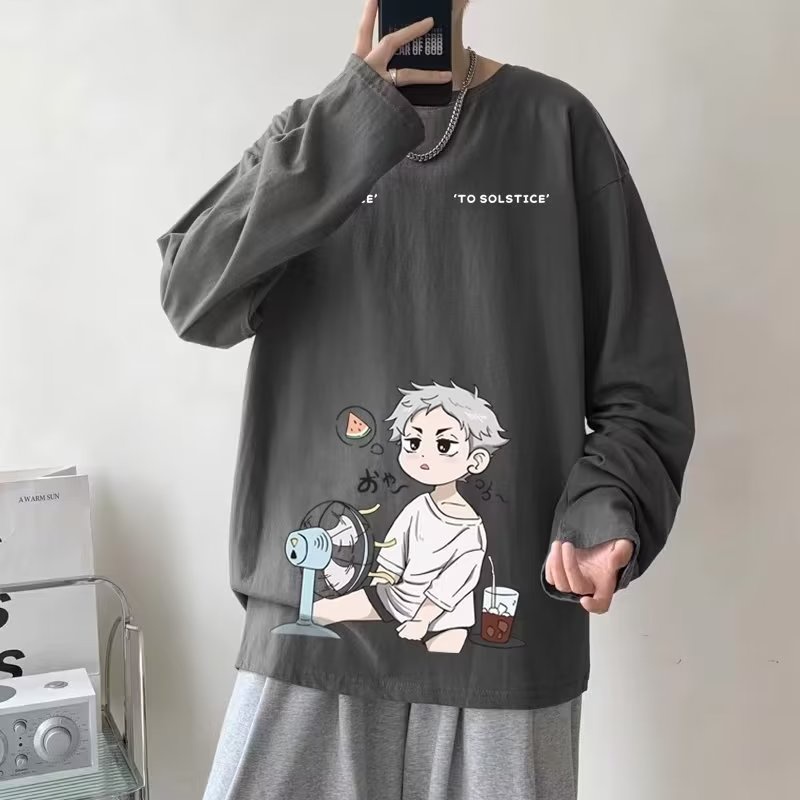 M-8xl thời trang hàn quốc oversize tee men plus size áo thun dài tay causal loose top