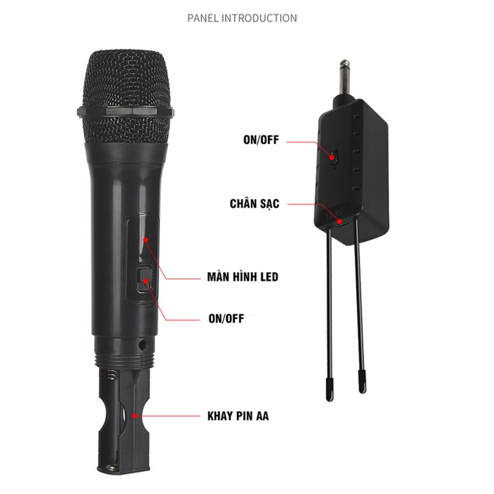 Bộ micro đôi không dây ONTEKCO MV02 hát karaoke gia đình chuyên nghiệp