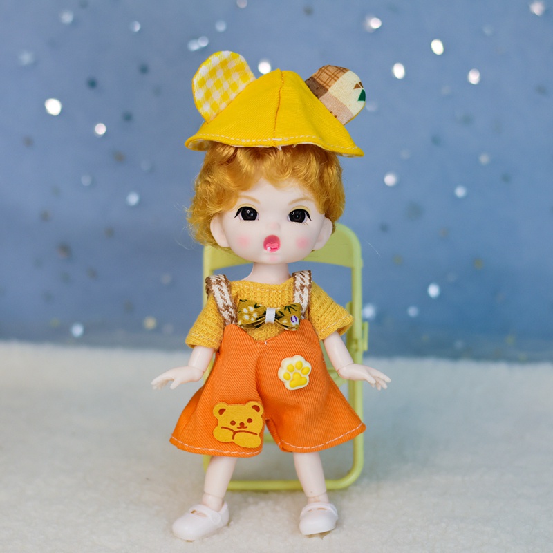 Búp bê 16cm mới cho trẻ em hình dạng khuôn mặt nhỏ dễ thương 13 khớp bjd với quần áo đồ chơi tự làm cô gái