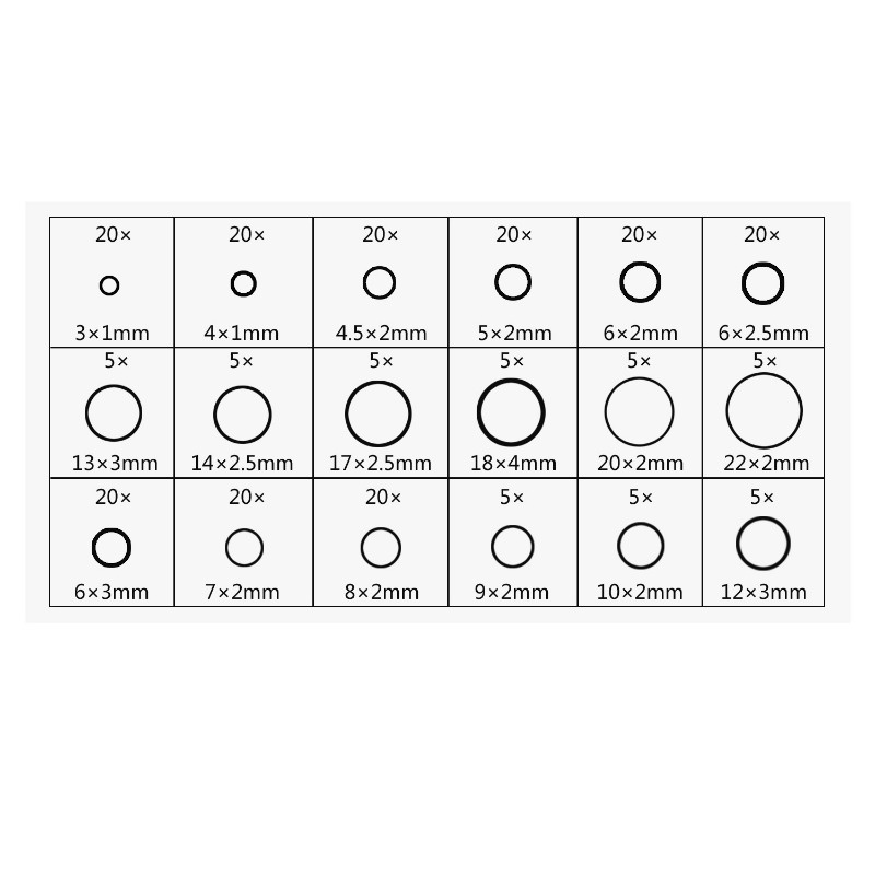 [không Có hộp] o-ring chống thấm dầu / 225 chiếc o ring bộ đệm cao su / dụng cụ sửa chữa ô tô