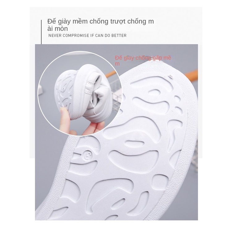 Giày nữ màu trắng, da pu, giày thể thao thoáng khí, giày học sinh