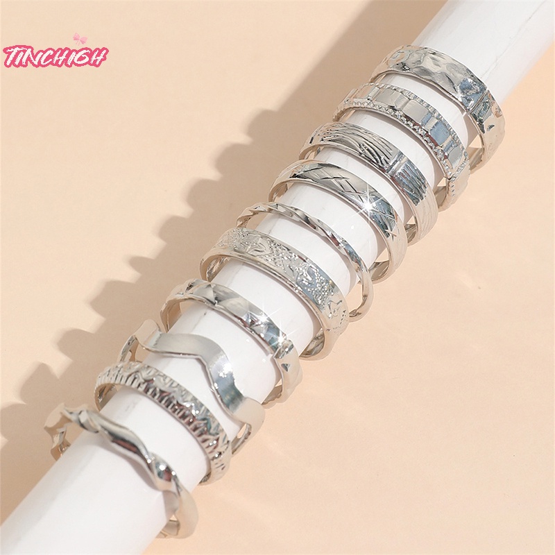 10 cái punk geometric knuckle ring set women bohemia vintage metal finger rings món quà trang sức