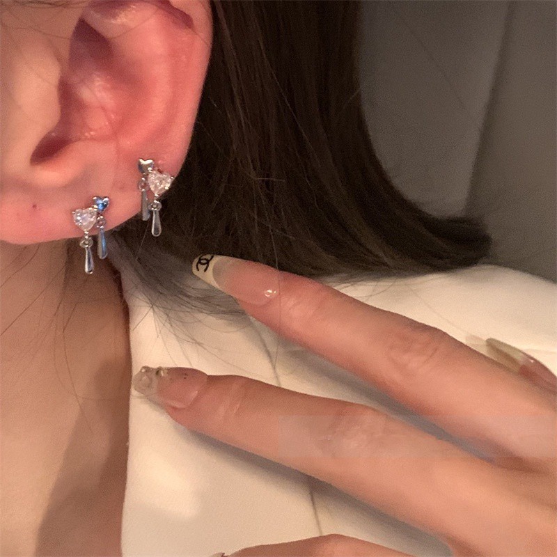 6 Khuyên tai dạng hat WE FLOWER bạc S925 không gây dị ứng hình bướm trái tim đính zircon lấp lánh cho nữ